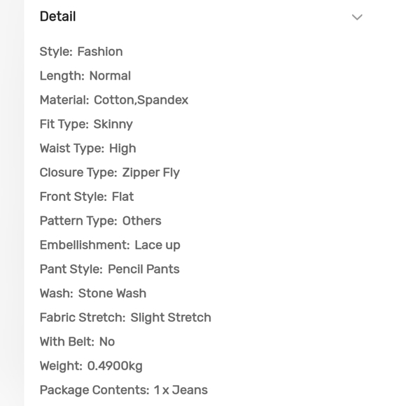 Plus Size 18 Women's Jeans Bottoms High Waist Lace Up Skinny Jeans 18 2X - Picture 4 of 11